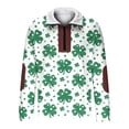 thumbnail image 5 of LEKWK St Patricks Day Shirt Women Shamrock Sparkle Print Pullover Tops Quarter Zip Sweater Tops Fleece Lined Collar Holiday Outfits, 5 of 8