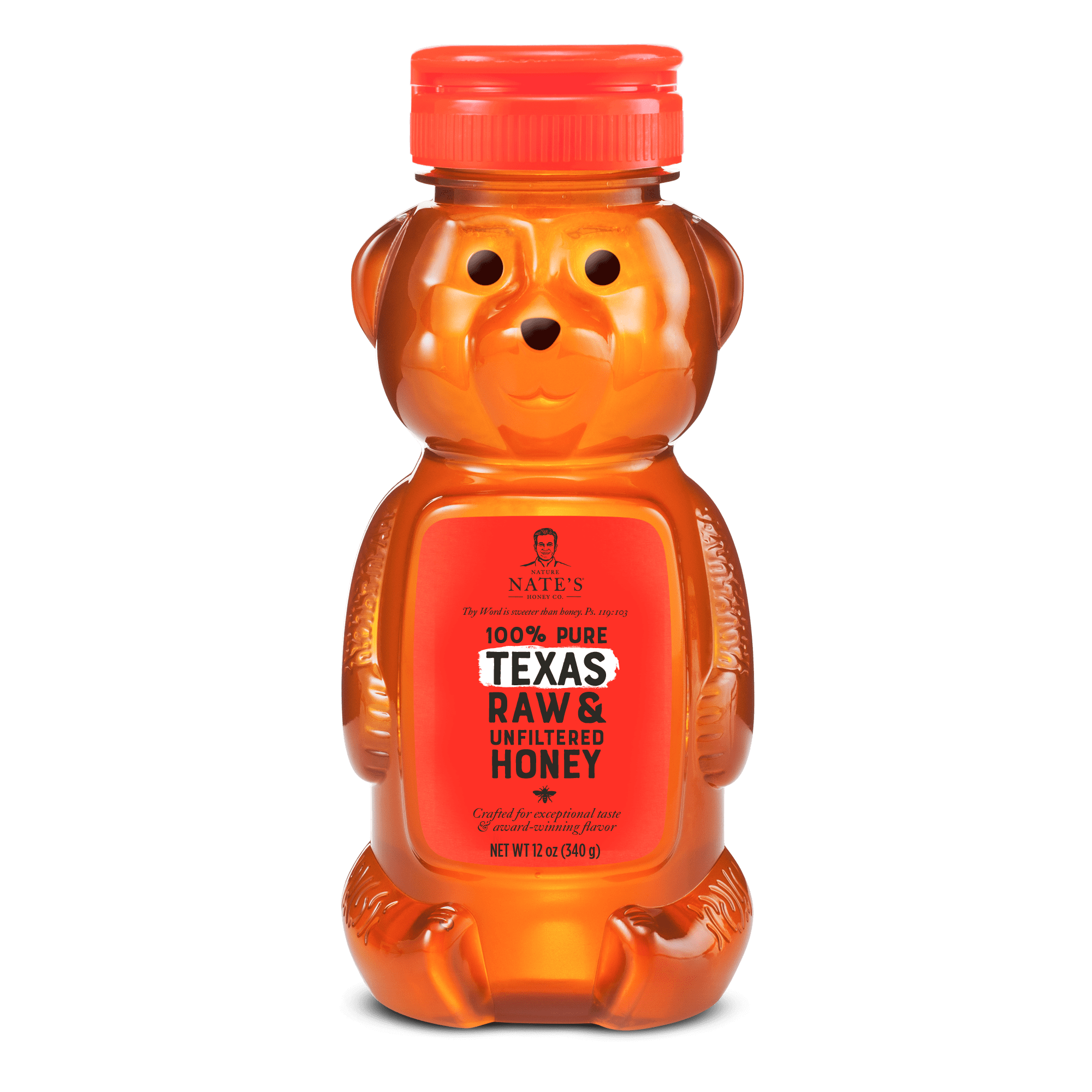 Nature Nate's Texas Honey, 100 Pure, Raw and Unfiltered Honey, 12 oz Bear