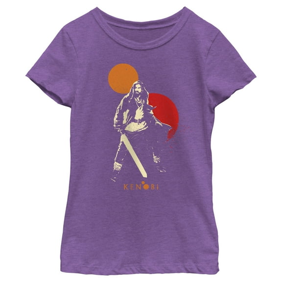 Girl's Star Wars: Obi-Wan Kenobi Two Suns and Kenobi Outline  Graphic Tee Purple Berry X Large