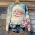 thumbnail image 2 of WMTBSRSW Women Christmas Sweatshirts Plus Size S-5XL Tunic Sweatshirts Funny Santa Claus Graphic Long Sleeve Crewneck Pullover Fall Winter Holiday Party Tops Light Blue XXXXL, 2 of 5
