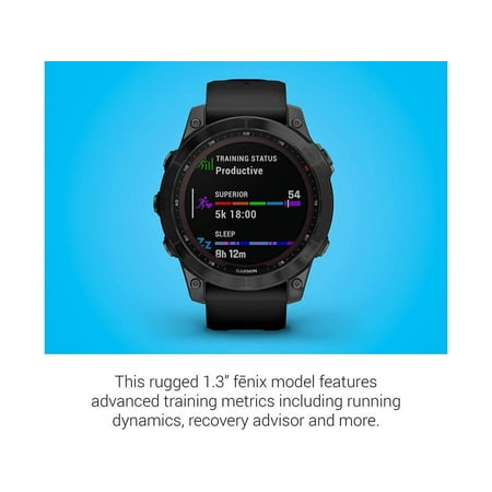 Garmin fenix 7 Sapphire Solar 47mm GPS Smartwatch, Black DLC Titanium/Black Band