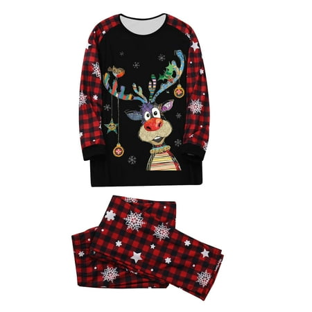 

Christmas Pajamas for Family Parent-Child Outfit Winter Fall Matching Pjs Xmas Print Pjs Plaid Holiday Sleepwear Plaid Sleepwear Pajama Sets