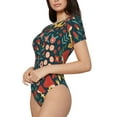 thumbnail image 2 of Easygdp Berries and Flowers Women's One-Piece Swimsuit Slim Fit Crew Neck Bodysuit Athletic Swimwear with Concealed Buckle - Large, 2 of 9