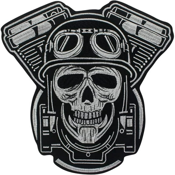 Skull Embroidered Patch, Motorcycle Jacket Patch, DIY Jacket Decoration, Biker Style, Riding Emblem Iron on Patches Applique 1 Piece