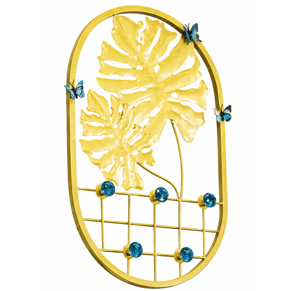 Modern Gold Wall Coat Rack with 5 Hooks, Decorative Metal Entryway Organizer for Jackets, Bags & Keys, 23.5 Inch