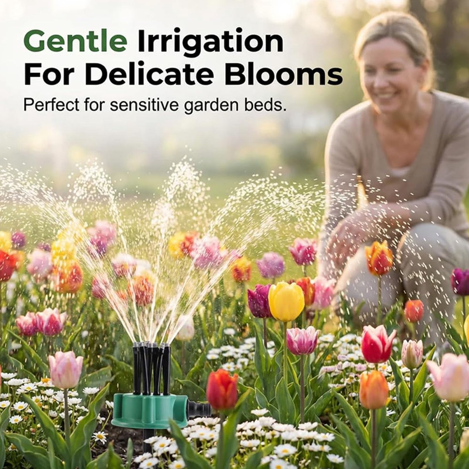 EVHRZN 360° Coverage Precision Garden Irrigation Sprinkler, Multi Directional Lawn Sprinkler, Automatic Rotating Multi-Head Sprinkler, Outdoor Sprayer System for Yard, Grass, Garden