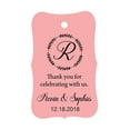 thumbnail image 1 of 100 PCS Custom Made Scallop Edges Hang Tags Thank You For Celebrating Wedding Favor Gift Paper Tags, 1 of 1