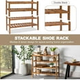 thumbnail image 3 of Natural Acacia Wood 2-Tier Folding Shoe Rack - Space-Saving Wooden Shoe Organizer Shelf for Entryway, Hallway, Mudroom, or Closet - Compact Indoor Storage for Footwear & More, 3 of 7