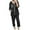 Black, variant on Women's Relaxed Fit Two-Piece Set, V-Neck Rolled Sleeve Top with Matching Sequin Pocket Pants, Casual Outfit for Everyday Wear and Special Occasions