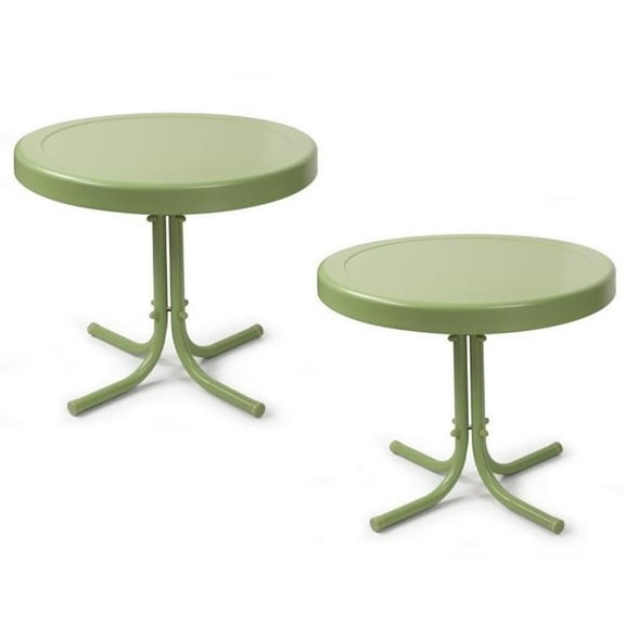 Home Square 2 Piece Metal Patio End Table Set in Oasis Green