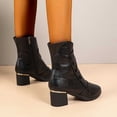 thumbnail image 5 of Taqqpue Women's Ankle Boots Plus Size Round Toe Mid Heel Side Zipper Comfortable Casual Dress Booties for Women Size 5.5-11 Fashion Dress Shoes Fall Winter Footwear Casual Walking, 5 of 10