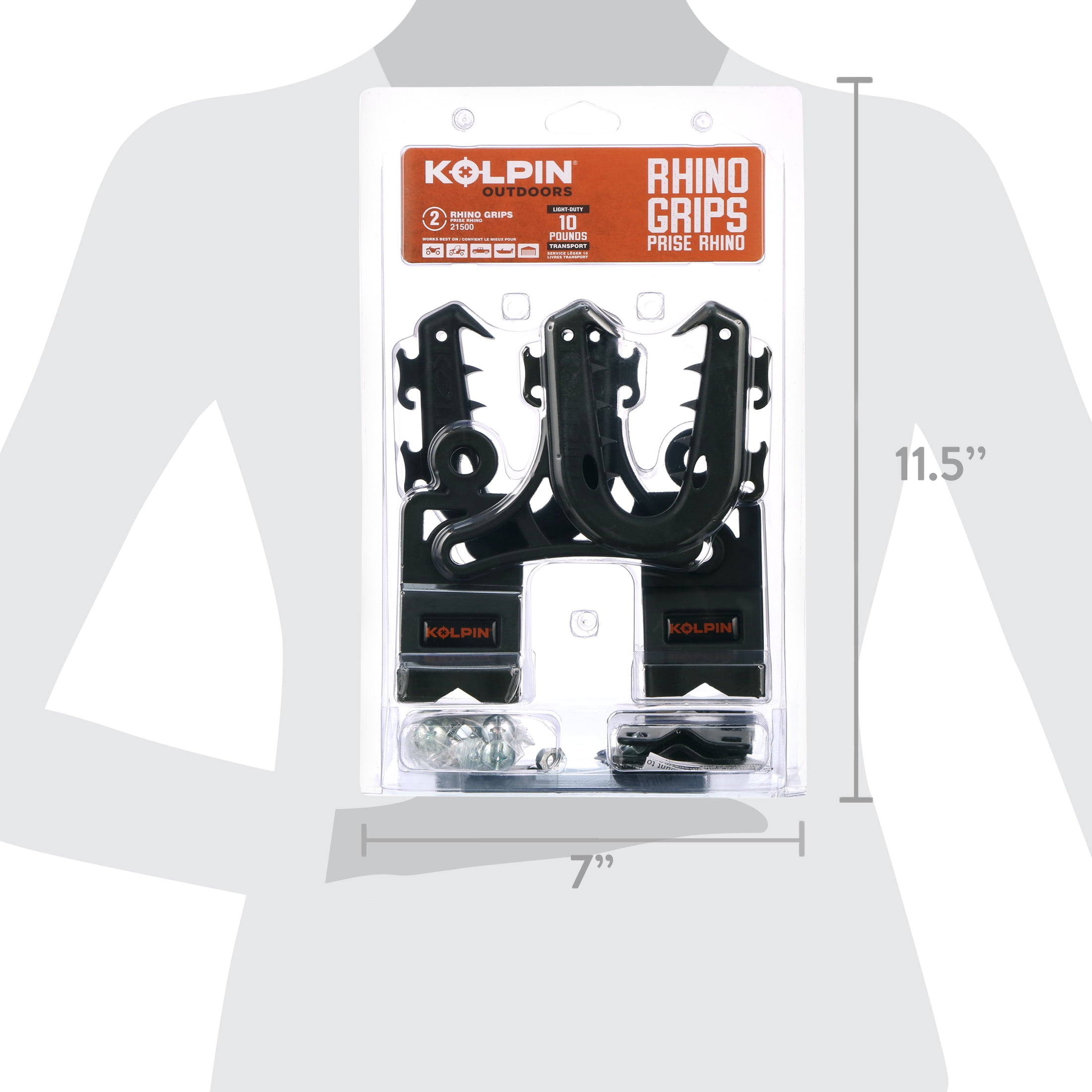 Kolpin Rhino Grip® #KRG-SG Black Rubber, Flexible Nylon, Offset