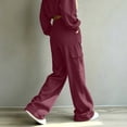 thumbnail image 3 of ByworldtasicNo Boundaries Women's Vertical Rib Knit Cargo Sweatpants, High Waist Wide Leg Casual Joggers with Side Pocket, 3 of 8