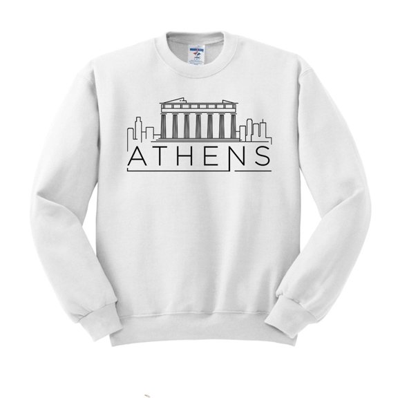 Skyline Athens Greece Sweatshirt Unisex Large White