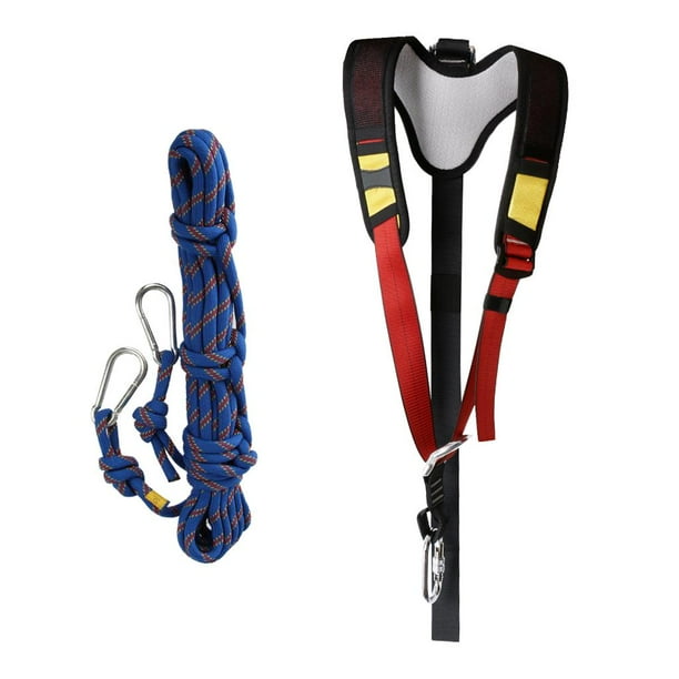 10m Escalada Libre Cuerda de Rapel Cuerda de Seguridad Azul+Correa de Hombro profesion Para Escalada En Roca Protección de Caída Medio Cuerpo Arnés