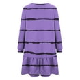 thumbnail image 6 of Oplxuo Women's Long Sleeve Striped Sweatshirt Dress Fall Loose Crewneck Flowy Swing Ruffle Hem Tunic Dresses, 6 of 6