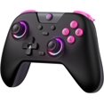 thumbnail image 1 of EasySMX X05 Manette Sans Fil 2.4g pour PC/iPhone/Android/Switch et Steam Deck - Manette Bluetooth avec Joysticks à Effet Hall et Éclairage RVB, Noire avec Boutons Roses, 1 of 5