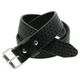 thumbnail image 3 of 1 1/2 Black Bridle Leather Belt Basket Weave Embossed Roller Buckle Made In USA, 3 of 4