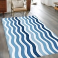 thumbnail image 2 of Blue Gradient Washable Area Rug 3x5 Water Ripple Striped Modern Low-Profile Large Area Rugs with Non Slip Backing Indoor Floor Carpet for Entrance Living Room Bedroom Home Office, 2 of 9