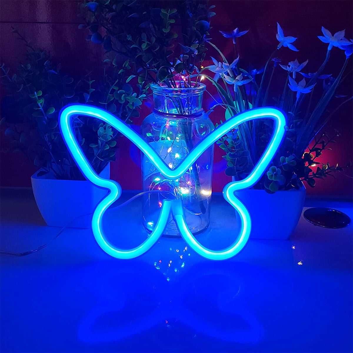 LED Neon Light 5V USB/Battery Powered Neon Sign Illuminated Butterfly ...