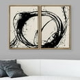 thumbnail image 2 of PixonSign Framed Wall Art Set Geometric Graffiti Paint Stroke Circles Collage Abstract Modern Artwork Minimalism Decor Nordic Vintage Canvas Print for Room, Entryway - 24"x36"x2 Panels Natural, 2 of 5