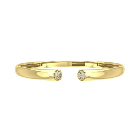 ARAIYA JEWELRY 14k Yellow Gold Diamond Open Cuff Bangle Bracelet (1/3 Cttw, I-J/ I2-I3), 7"