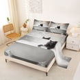 thumbnail image 2 of Erosebridal Kawaii Kitten Kids Full Size Sheets, Balck Cat Bed Sheets, 4pcs, 2 of 5