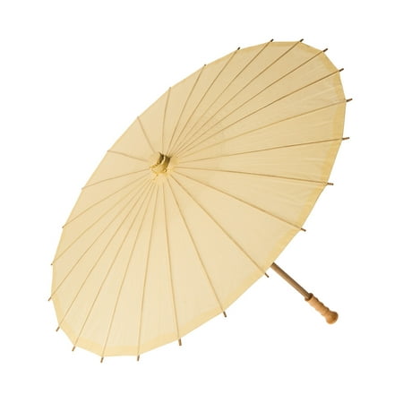 Paper Parasol (32-Inch, Ivory) - Chinese/Japanese Paper Umbrella - For Weddings and Personal Sun