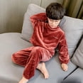 thumbnail image 5 of Hrsba Kids Boys and Girls Satin Like Solid Outfit Set Long Sleeve Top and Pants 2 Piece Loungewear Winter Home Everyday Wear Set, 5 of 6