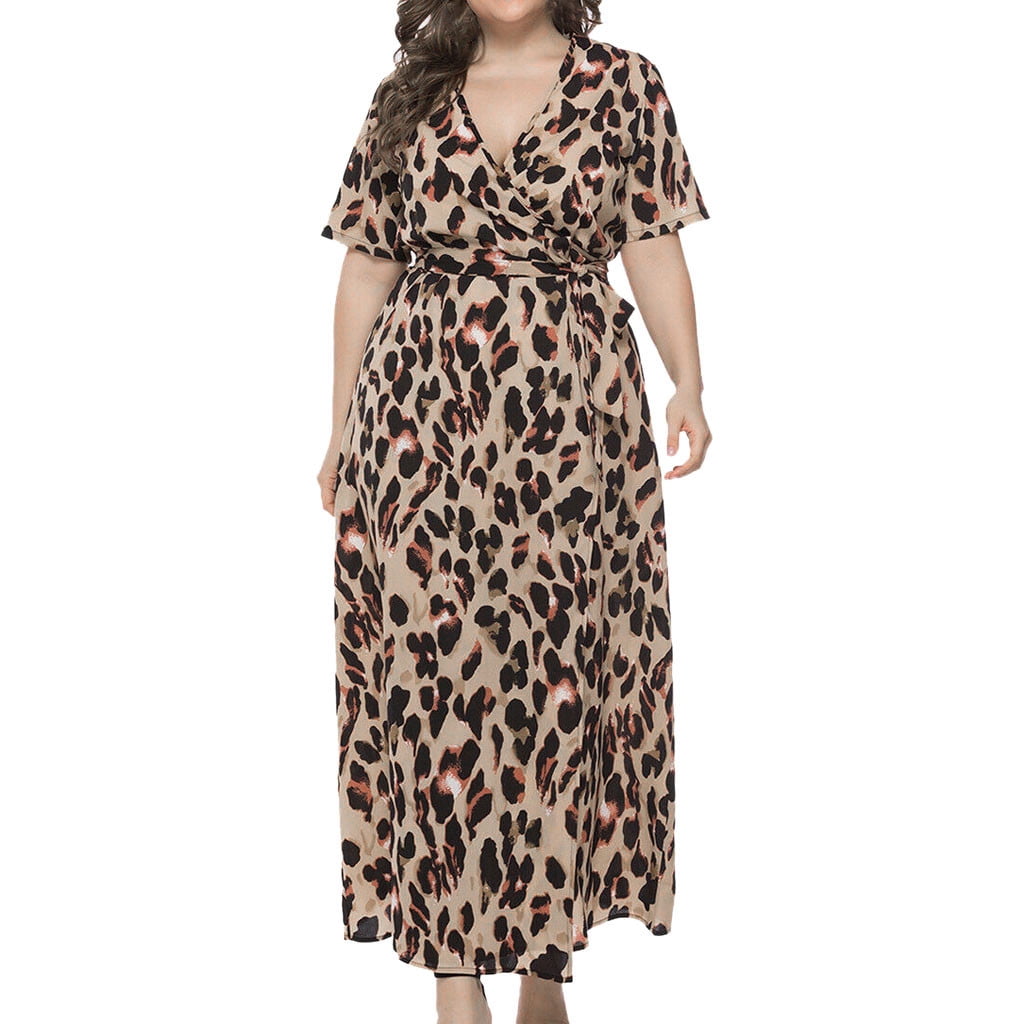 short sleeve leopard dress