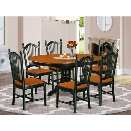 7-Piece Dinette Set - Kitchen Table with 6 Chairs - Modern Dining Room Set - Black Cherry Finish