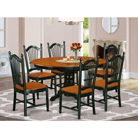7-Piece Dinette Set - Kitchen Table with 6 Chairs - Modern Dining Room Set - Black Cherry Finish