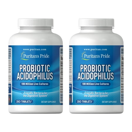 (2 pack) Puritan's Pride Probiotic Supplement, Acidophilus, 250 Count