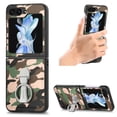 thumbnail image 1 of ELEHOLD Case for Samsung Galaxy Z Flip 5 2023,Camouflage Pattern with 360 Rotating Ring Holder Stand Slim Shockproof Rugged PU Leather Protective Case for Samsung Galaxy Z Flip 5 - Green, 1 of 7