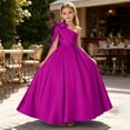 thumbnail image 2 of CHEEREAM Kids One Shoulder Dress Elegant Tulle Flower Maxi Dresses with Big Bow Girls Satin Princess Pageant Gown First Communion, 2 of 6