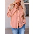 thumbnail image 5 of Asyoly Women Button Down Waffle Shirt Shacket Jacket Long Sleeve Oversize Casual Shirt Coats Tops With Pocket, 5 of 7