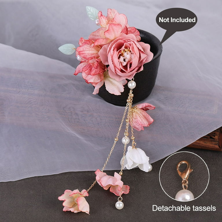 Handmade PINK flower pin brooch for (dress), fabric floral brooch