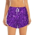 thumbnail image 2 of Picia Purple Glitter Pattern Women's 2 in 1 Athletic Running Shorts High Waisted Workout Casual Gym Sweat Shorts with Comfy Liner Zipper Pockets-Large, 2 of 9