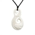 thumbnail image 1 of 81stgeneration Women's Men's Hand Carved Bone Engraved Whale Tail Hei Matau Koru Pendant Necklace, 1 of 1