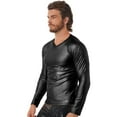 thumbnail image 6 of Men Shiny Leather T-shirt, Soft Leather, Long Sleeve, Male Shaping Shirt, 6 of 6