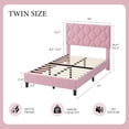 thumbnail image 2 of Rosa tamaño individual marco de cama con forrado cabecero heavy-duty platform strong wood slats no box spring noise-free fácil montaje, 2 of 6