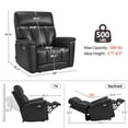 thumbnail image 4 of MCombo 450LB Oversized Dual Motor Power Lift Recliner Chair for Big Tall Elderly, Hidden Cup Holders, Faux Leather, Black, 4 of 10