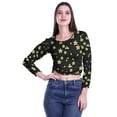 thumbnail image 4 of Moomaya Printed Round Neck Long Sleeve Crop Tops For Women Cotton Jersey T Shirt, 4 of 5