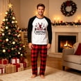 thumbnail image 2 of SUXIAN Family Matching Christmas Pajamas Long Sleeve Crew Neck Top Plaid Pants Soft Comfortable Holiday Sleepwear Two Piece Set Red_004 XL, 2 of 7
