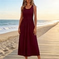 thumbnail image 3 of Summer Dresses for Women Sleeveless Scoop Neck A Line Flowy Maxi Dress Casual Tank Dress Beach Vacation Dresses, 3 of 4