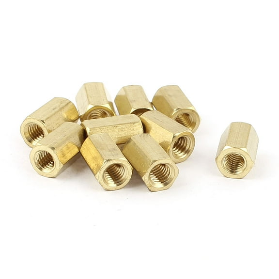 M4 x 10mm Female/Female Thread Brass Hex Standoff PCB Pillar Spacer 10pcs