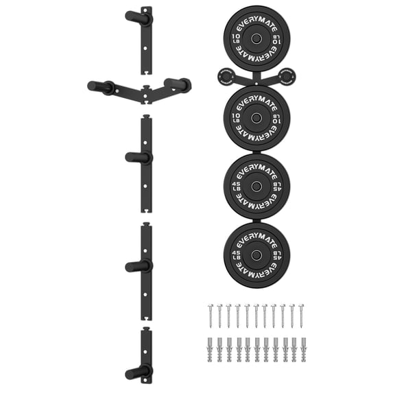 EVERYMATE Weight Plate Storage Rack, Olympic Weight Plate Holder, Bumper Plate Storage, Home Gym Organizer