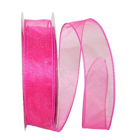 UPC: 0840108865237 | Jam Paper Sheer Wired Ribbon  1 1/2 Inches X 50 Yards  Fuchsia  1/Pack