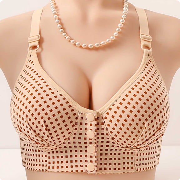 Xucatan Daisy Bras for Older Women No Underwire Full Coverage Senior Padded Bra Floral Front Closure Push Up Bralettes Gift