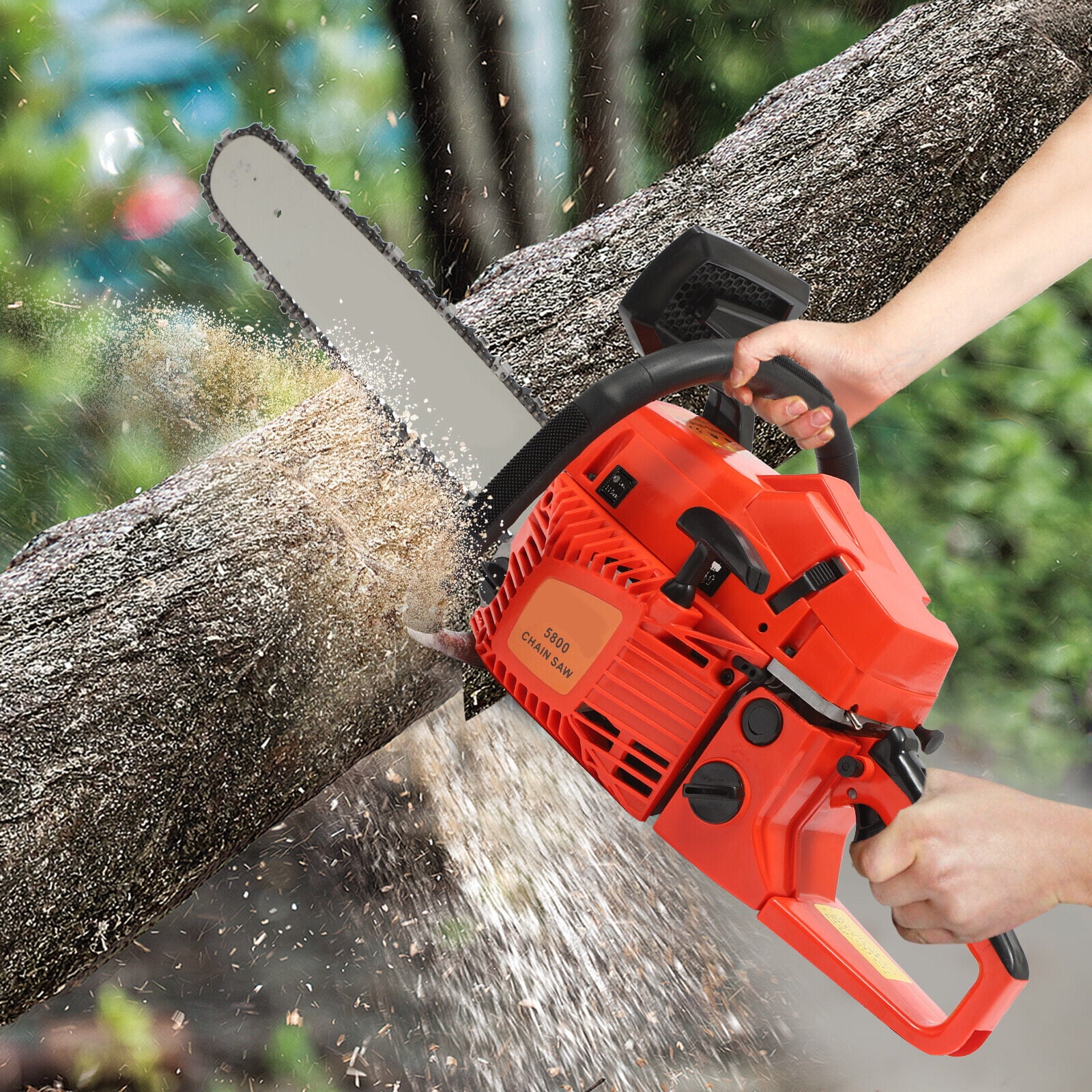58cc Gasoline Chainsaw with 20" Guide Bar, 2.4KW Power, Automatic Lubrication, Safety Features, for Wood Cutting, Pruning, and Logging